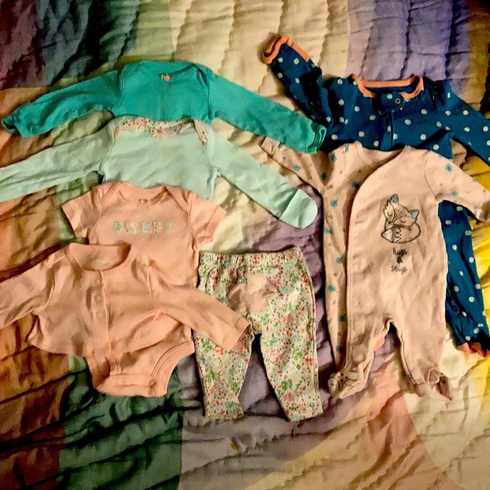 40 piece assorted baby girl clothes lot.